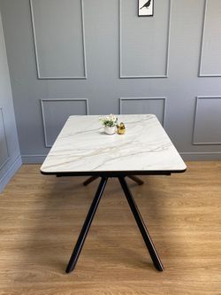 Стол KENNER DC1300 черный/керамика мрамор золотой