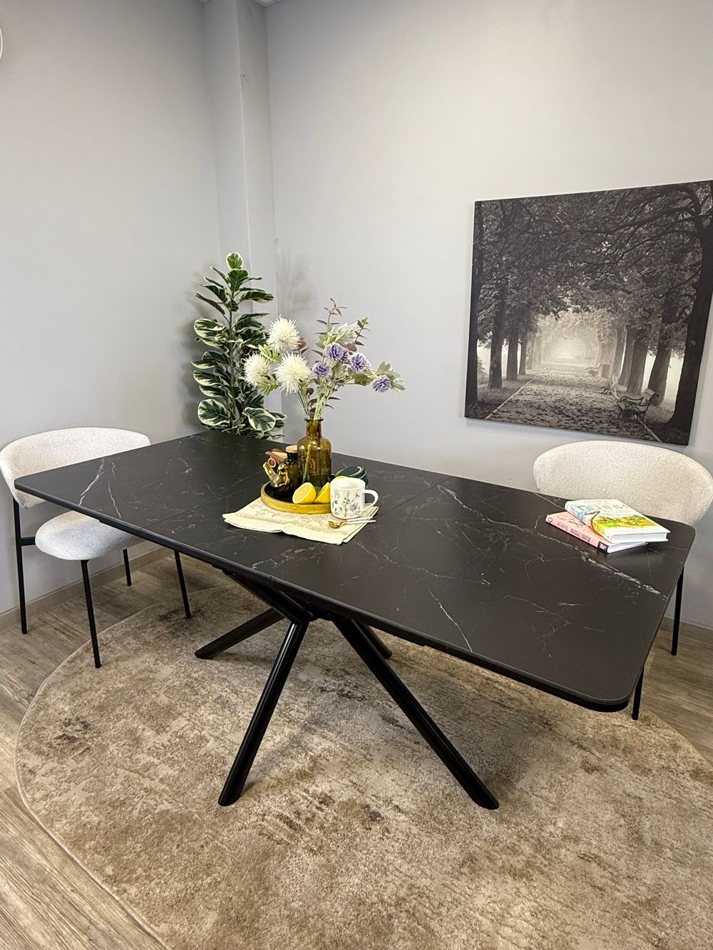 Стол KENNER DM1400 черный/керамика черная