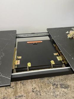 Стол KENNER KS1400 черный/керамика мрамор черный