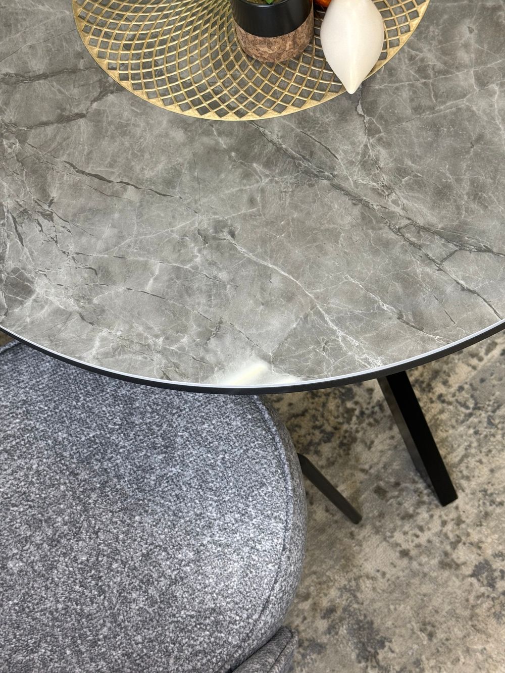 Стол KENNER RR900 черный/керамика мрамор серый глянец