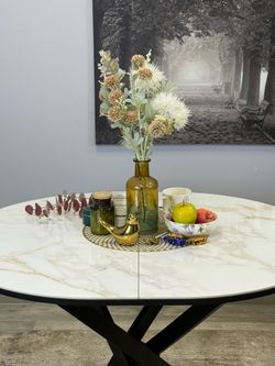 Стол Kenner R1100s, черный/керамика мрамор белый глянец