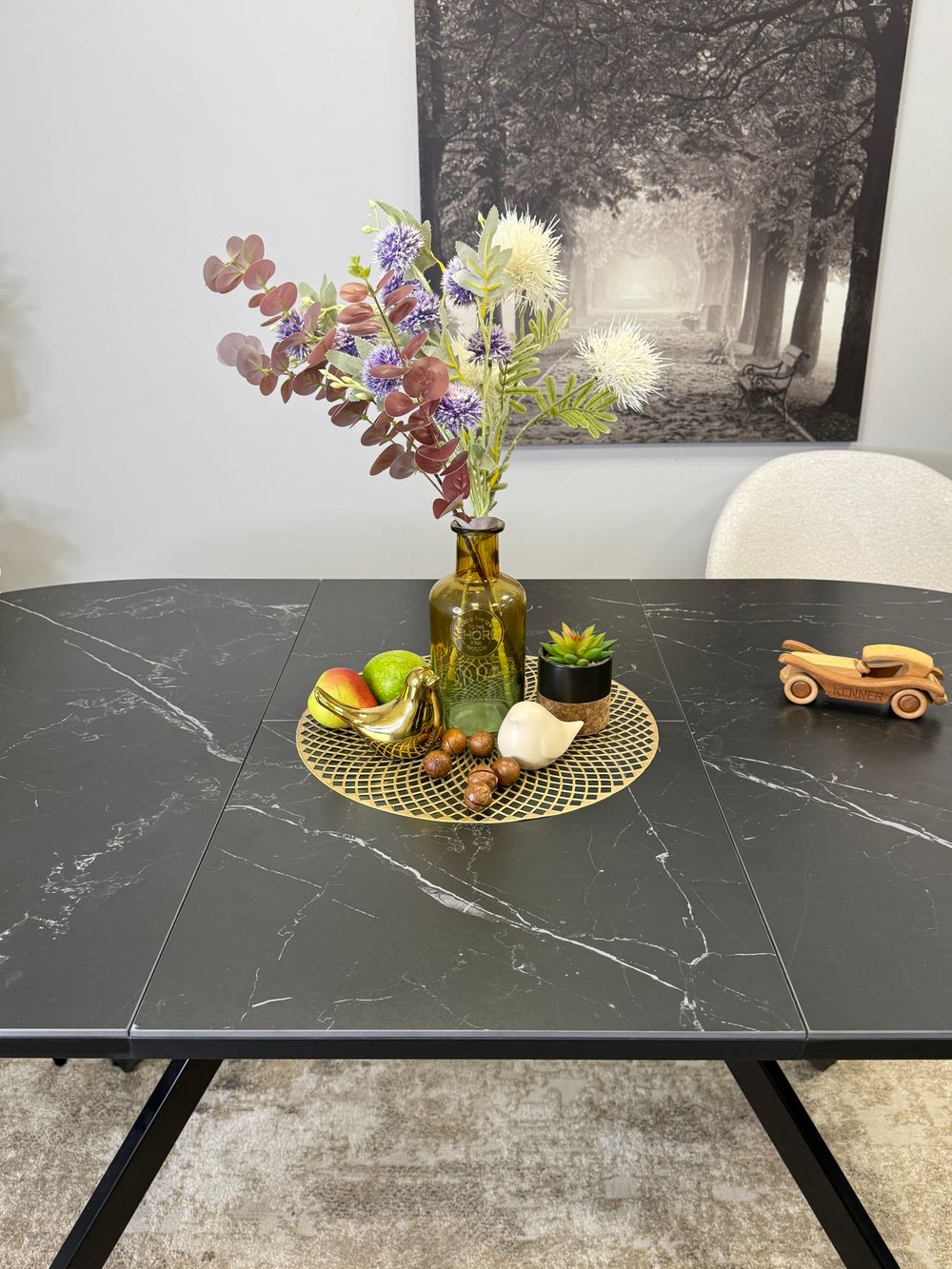 Стол KENNER DO1100 черный/керамика мрамор черный