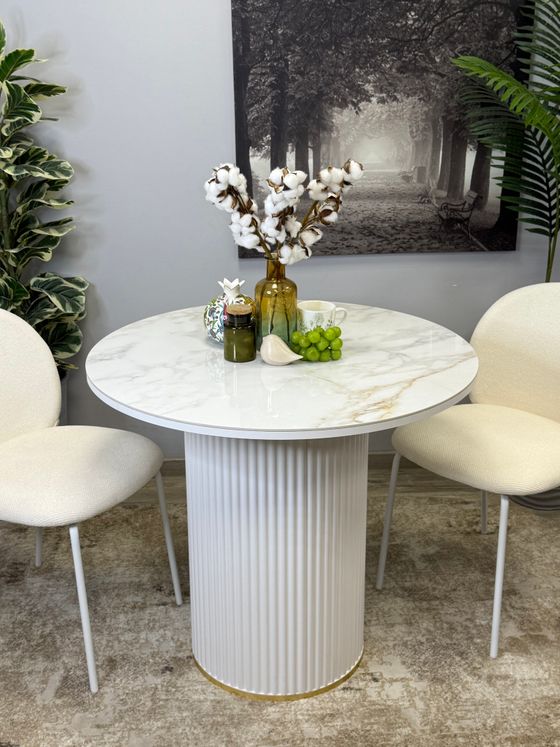 Стол Kenner LD900, белый/керамика мрамор белый глянец