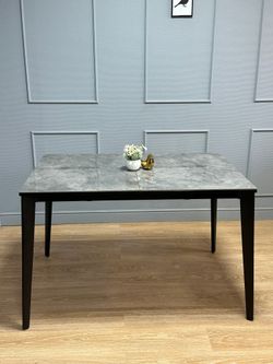 Стол KENNER KR1200 черный/керамика мрамор серый глянец