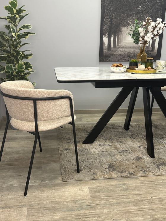 Стол DL1300 черный/керамика белая глянец