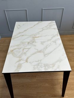 Стол KENNER KR1200 черный/керамика мрамор белый глянец