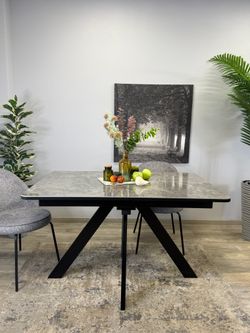 Стол DL1300 черный/керамика серая глянец