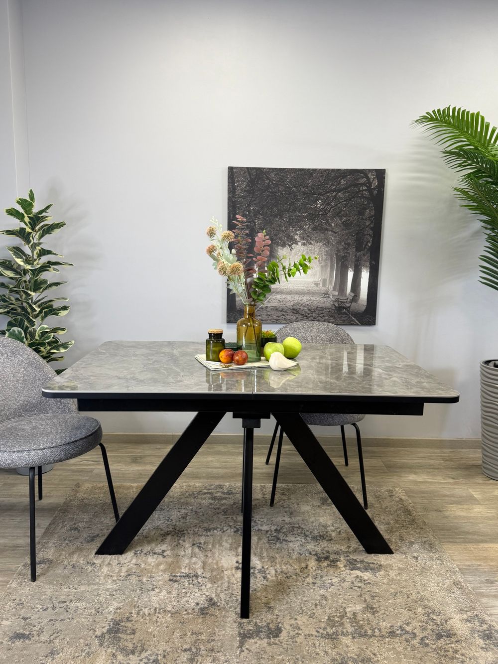 Стол DL1300 черный/керамика серая глянец