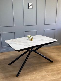 Стол KENNER DC1300 черный/керамика мрамор золотой