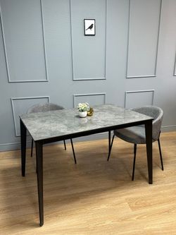 Стол KENNER KR1200 черный/керамика мрамор серый глянец