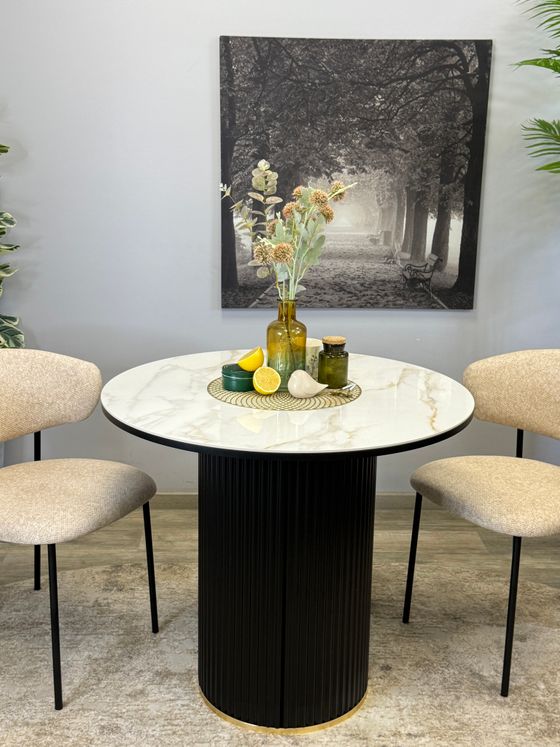 Стол Kenner LD900, черный/керамика мрамор белый глянец