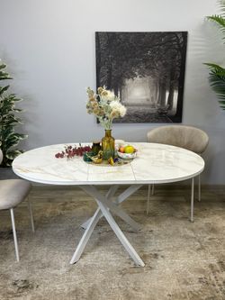 Стол Kenner R1100s, белый/керамика мрамор белый глянец