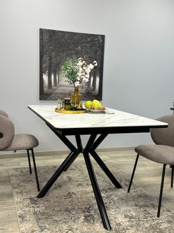 Стол KENNER DM1400 черный/керамика золотая