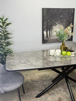 Стол KENNER DF1550 черный/керамика серая глянец