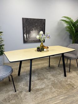 Стол Kenner AK1400, черный/керамика OKARA LIGHT YELLOW арт.170185