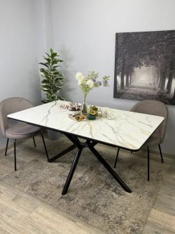 Стол KENNER DM1550 черный/керамика золотая