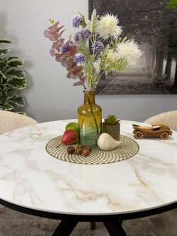 Стол KENNER RR900 черный/керамика мрамор белый глянец