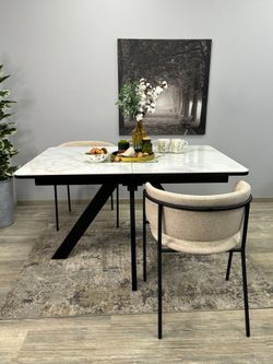 Стол DL1300 черный/керамика белая глянец