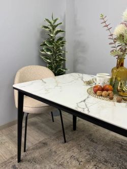 Стол KENNER KS1400 черный/керамика мрамор золотой