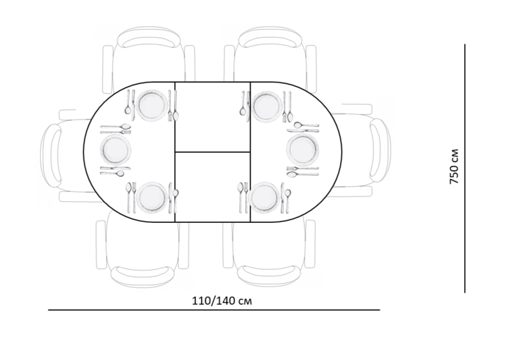 Стол KENNER R1100 черный/камень черный глянец