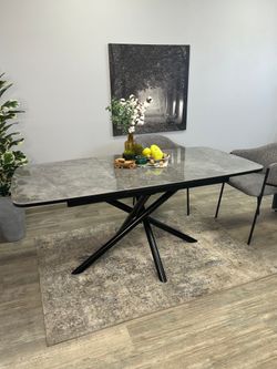 Стол DF1250 черный/керамика серая глянец