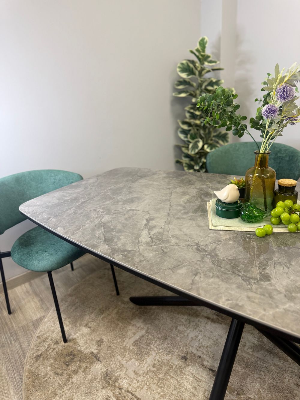 Стол KENNER DF2000 черный/керамика белая глянец