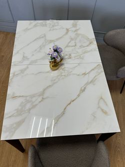 Стол KENNER KR1200 черный/керамика мрамор белый глянец