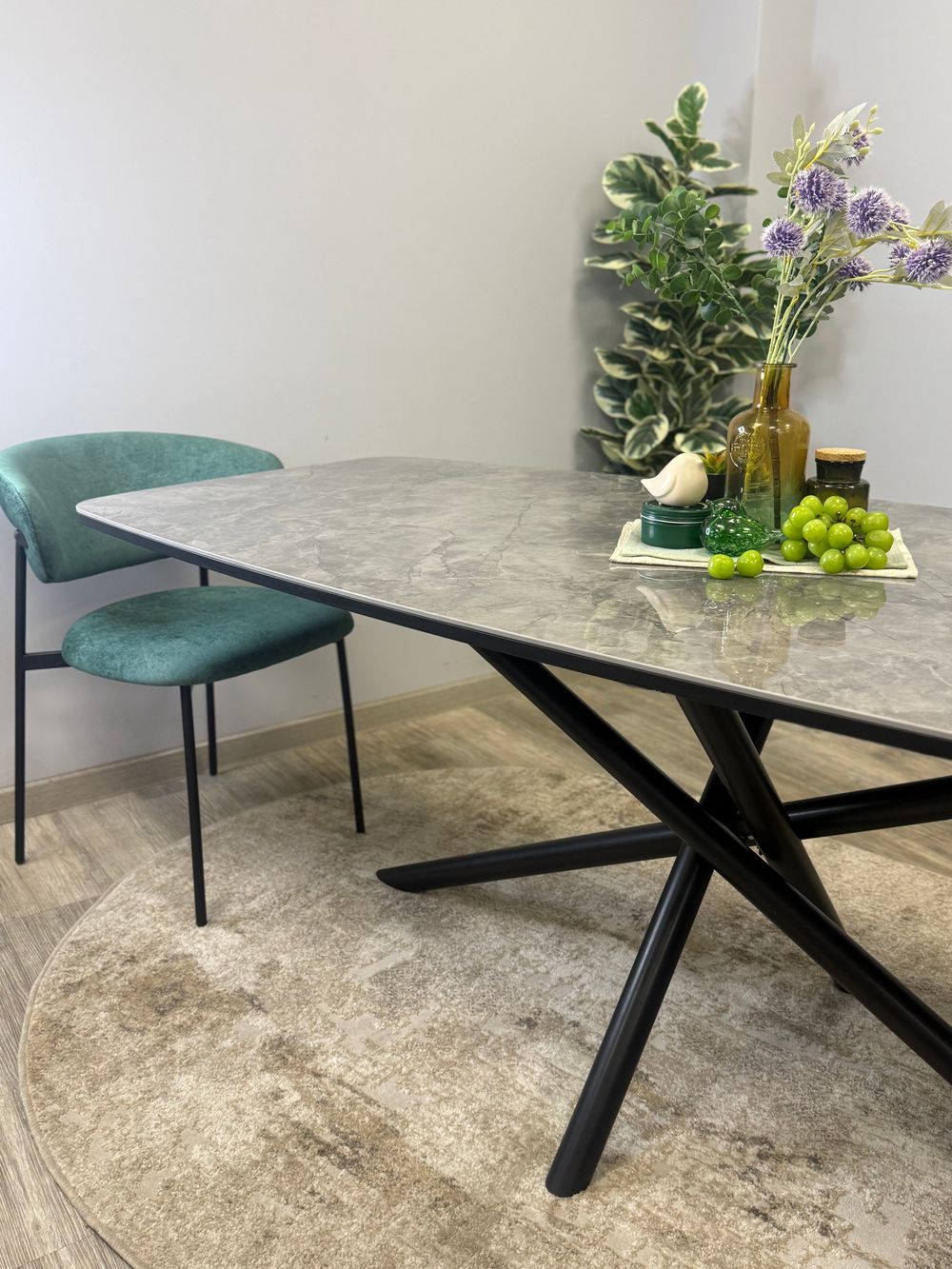 Стол KENNER DF2000 черный/керамика белая глянец