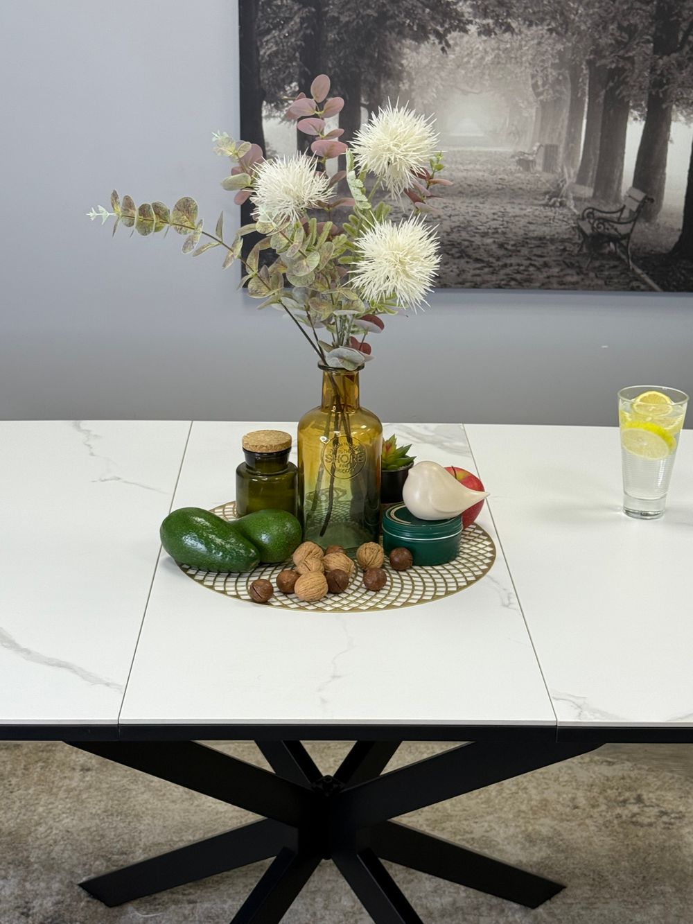 Стол Kenner BR1300, черный/керамика GLORIA WHITE