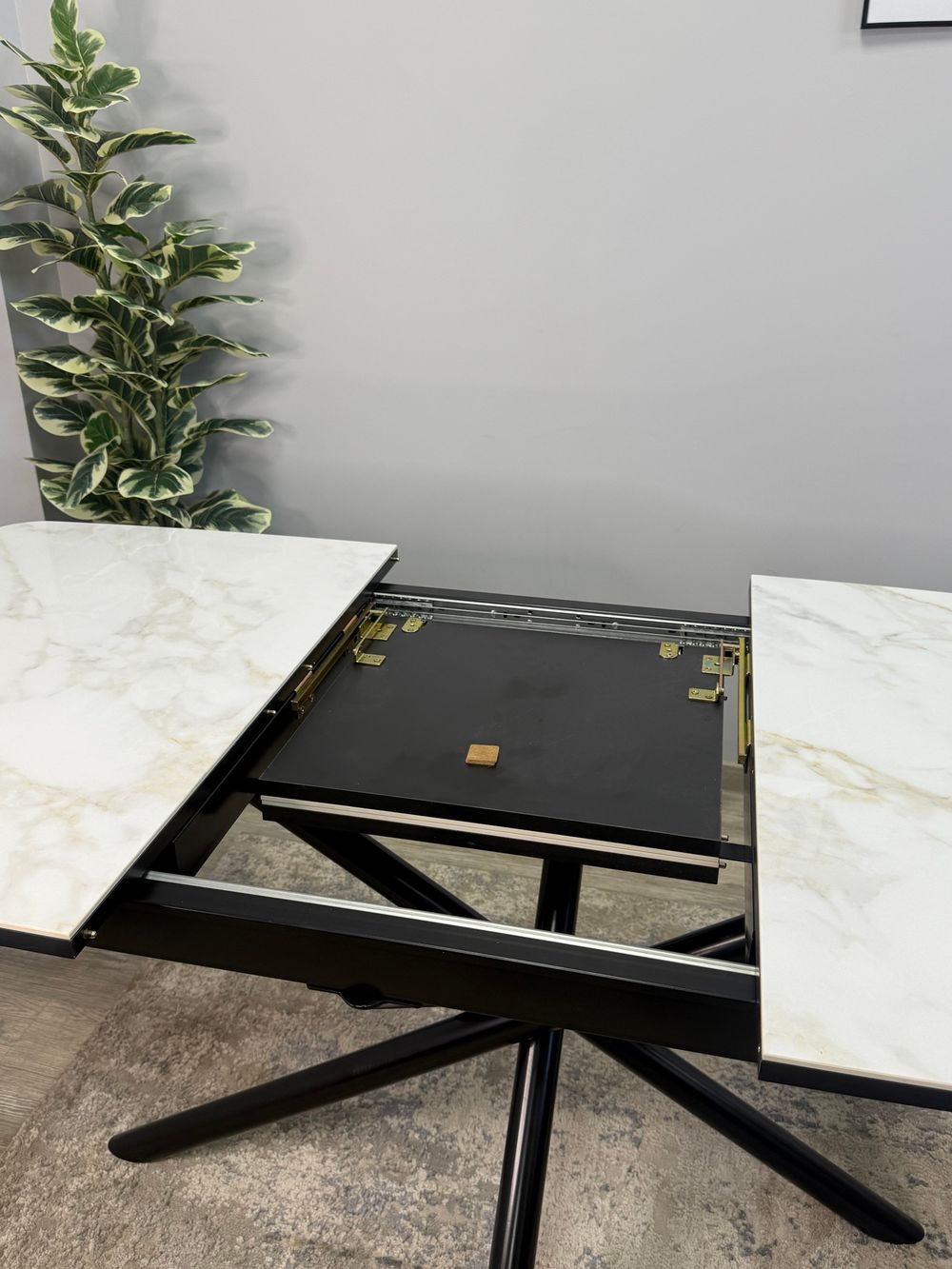 Стол DF1250 черный/керамика белая глянец