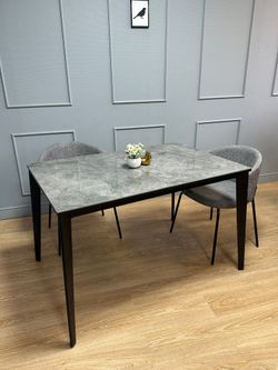 Стол KENNER KR1200 черный/керамика мрамор серый глянец