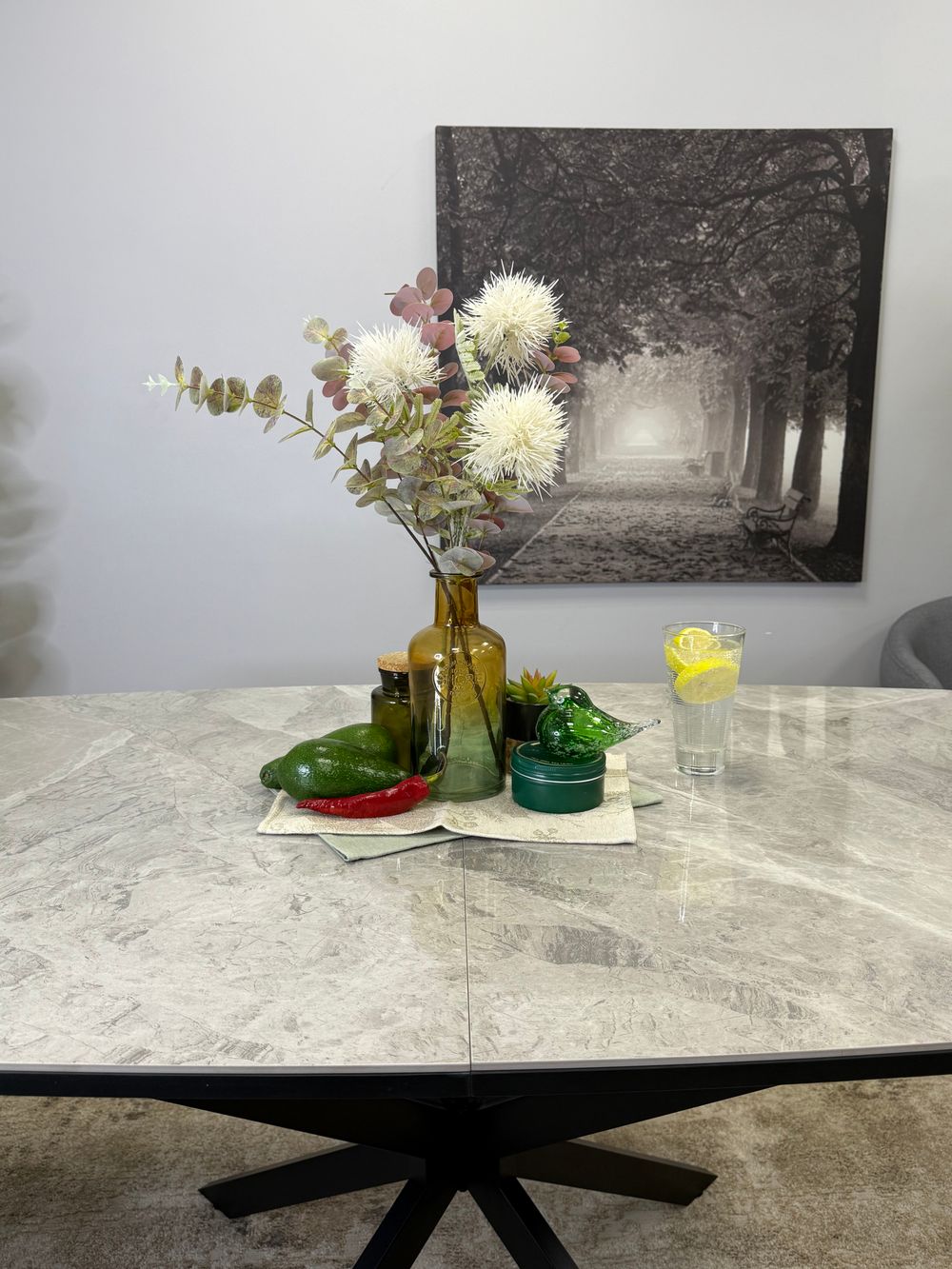 Стол KENNER BR1400 черный/керамика серая