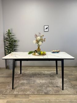 Стол KENNER KS1200 черный/керамика мрамор золотой