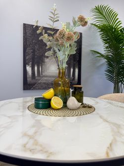 Стол Kenner LD900, черный/керамика мрамор белый глянец