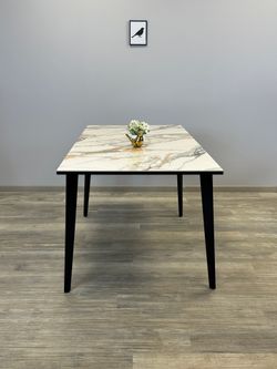 Стол KENNER KR1200 черный/керамика мрамор золотой глянец