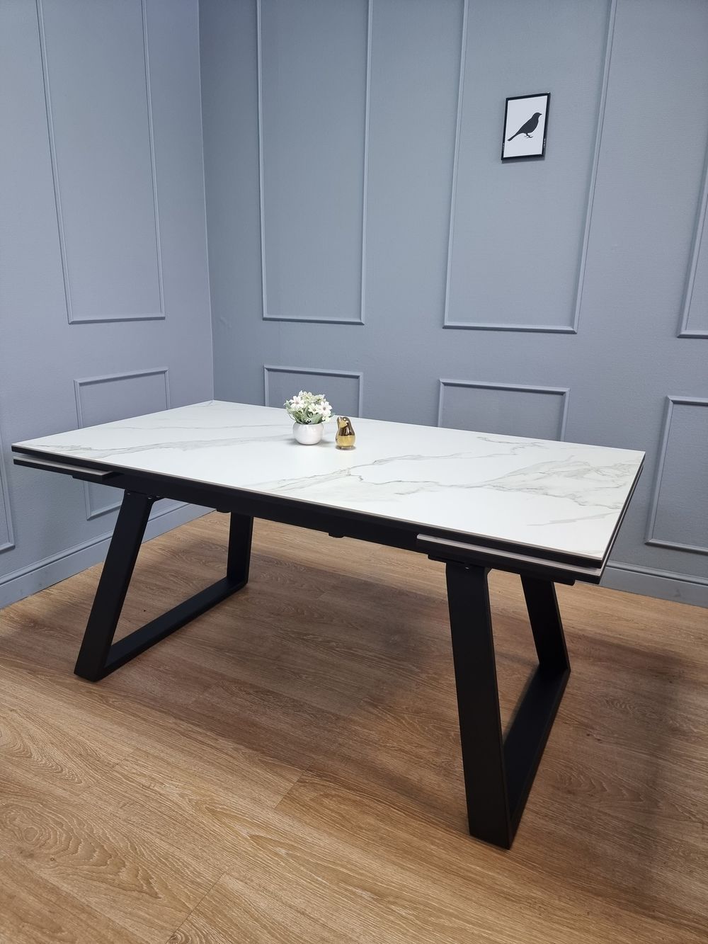 Стол KENNER ML1400 черный/керамика мрамор белый