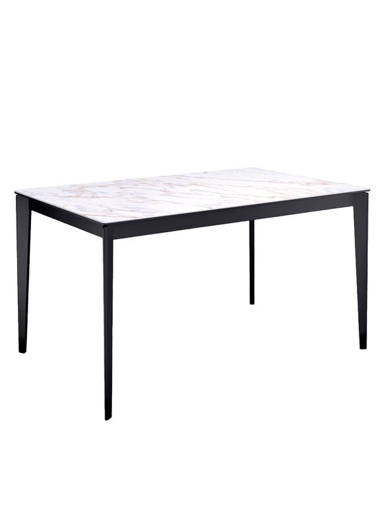 Стол KENNER KR1400 черный/керамика мрамор белый глянец