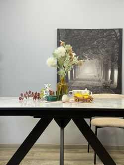 Стол DL1600 черный/керамика белая глянец