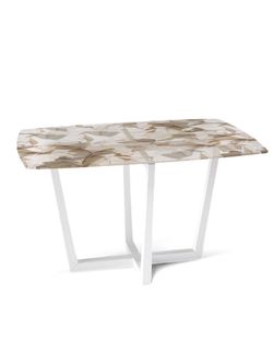 Стол KENNER X1400 белый/стекло триплекс листья