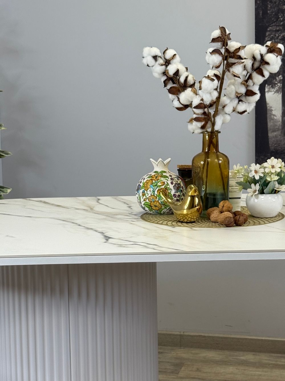 Стол KENNER LD2000 белый/керамика мрамор золотой