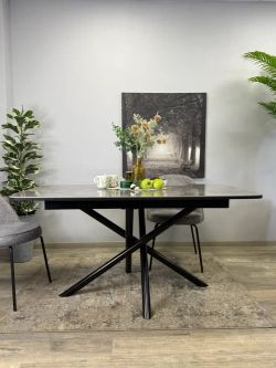 Стол KENNER DF1550 черный/керамика серая глянец