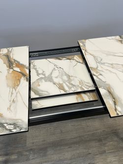 Стол KENNER KR1200 черный/керамика мрамор золотой глянец