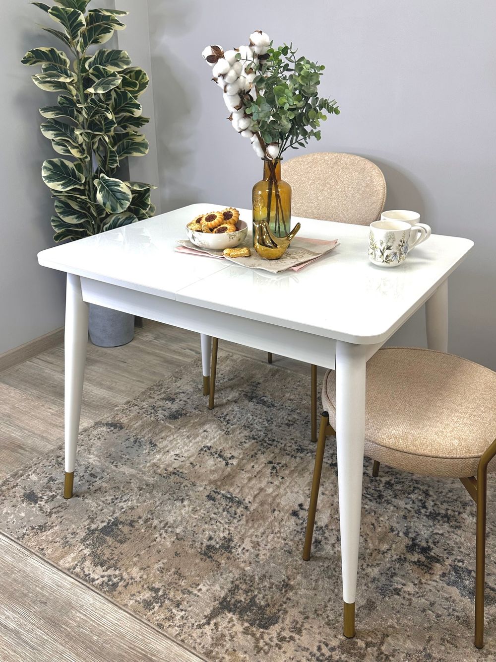 Стол KENNER 900K белый/стекло белое глянец