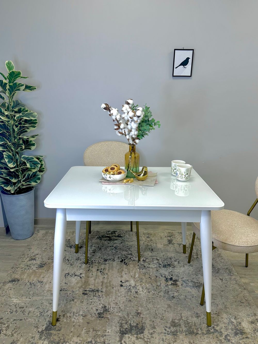 Стол KENNER 900K белый/стекло белое глянец