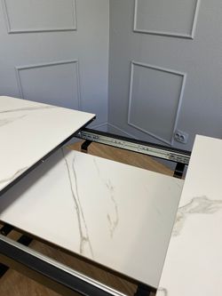 Стол KENNER AA1200 черный/керамика мрамор белый