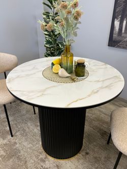 Стол Kenner LD900, черный/керамика мрамор белый глянец