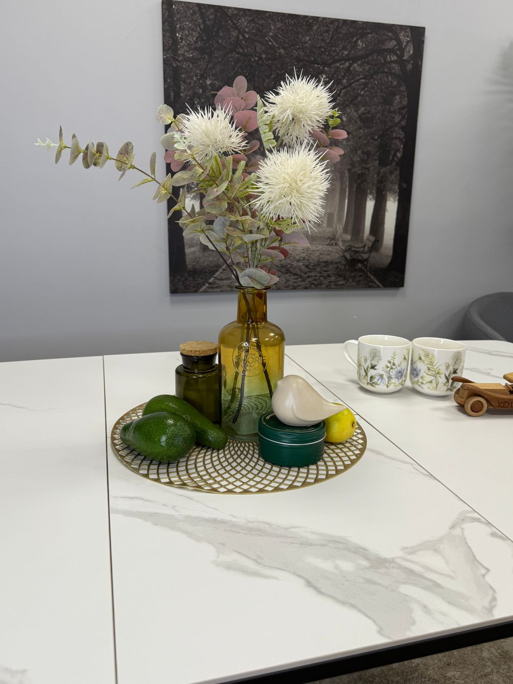 Стол KENNER BR1200 черный/керамика белая