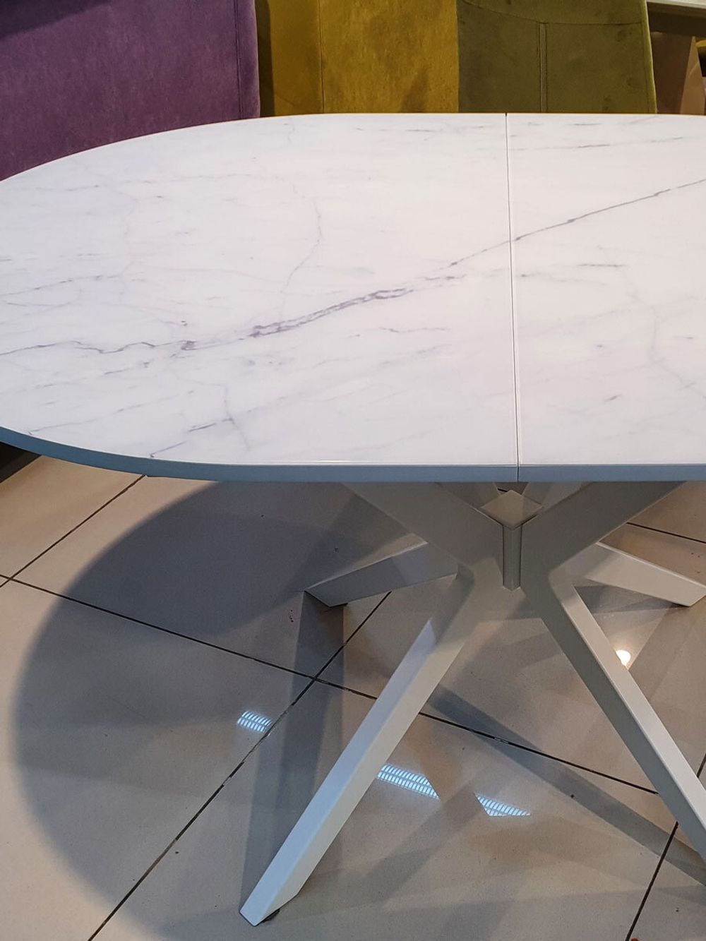 Стол KENNER B1300 белый/стекло камень белый сатин