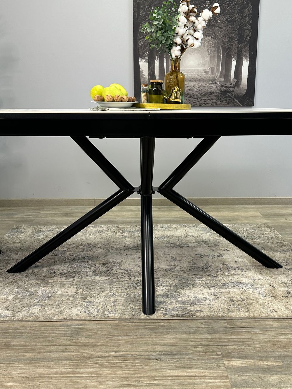 Стол KENNER DM1400 черный/керамика золотая