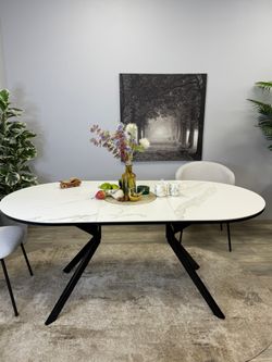 Стол KENNER DO1300 черный/керамика белая